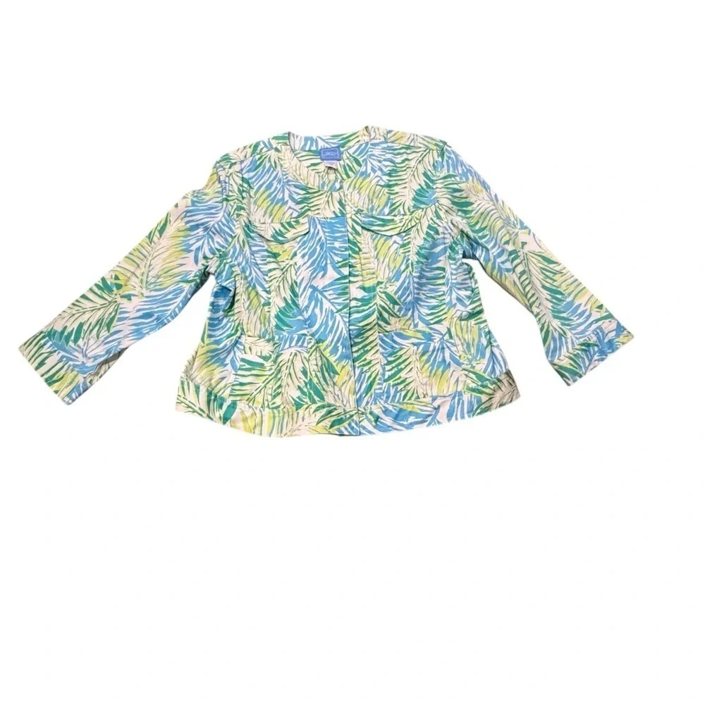 EUC Tropical Leaf Print Jacket Lara Lane Sz 16